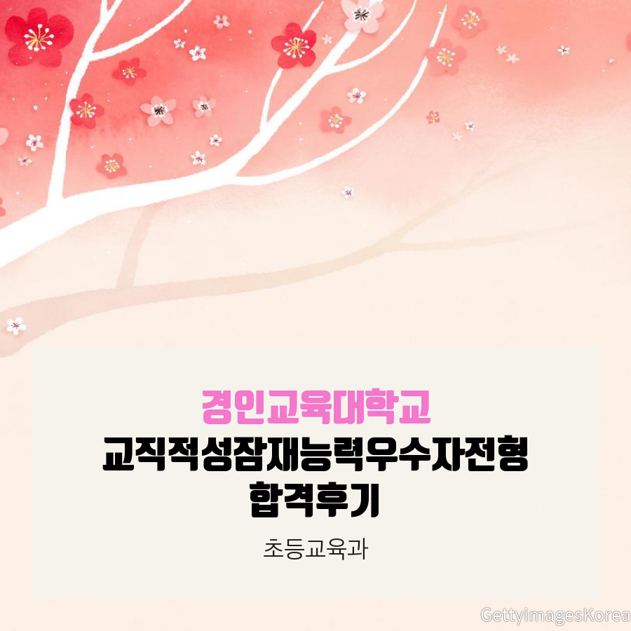 경인교육대학교 초등교육과 교직적성잠재능력우수자전형 최00 학생 합격후기