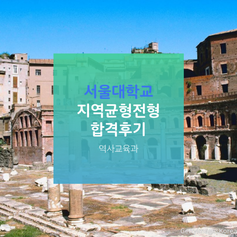 서울대학교 역사교육과 지역균형전형 하00 학생 합격후기