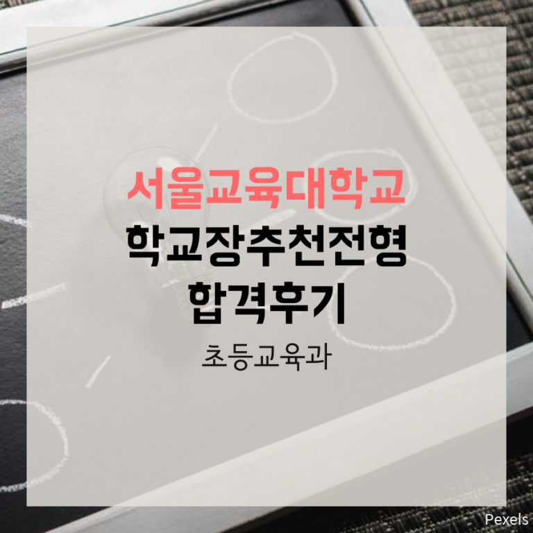 서울교육대학교 초등교육과 학교장추천 박00 학생 합격후기