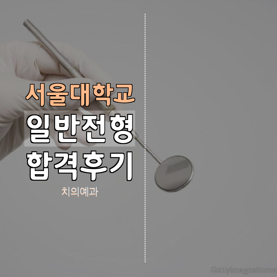 서울대학교 치의예과 일반전형 황00 학생 합격후기