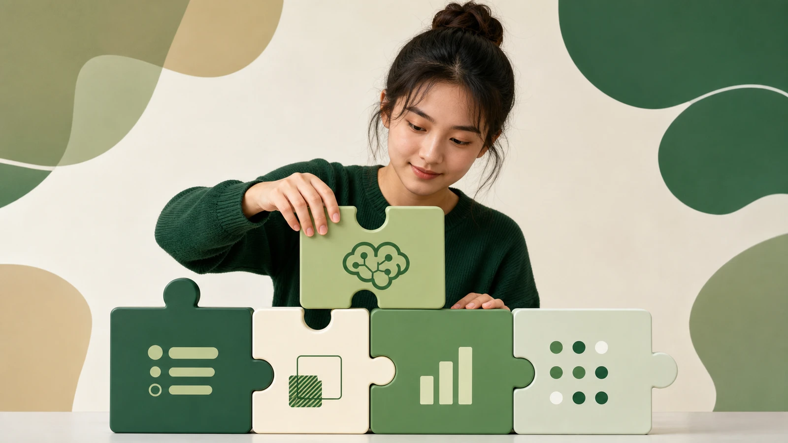 학생이 각기 다른 모양의 빌딩 블록을 조립하는 모습, 입시학원 선택 전 기초 다지기의 중요성 강조